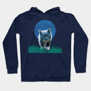 Cat under Blue moonlight Hoodie